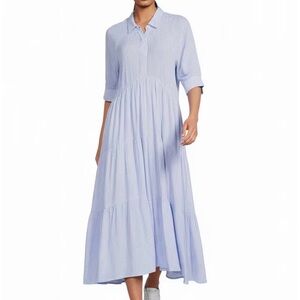 Elegant Blue Striped Maxi Dress